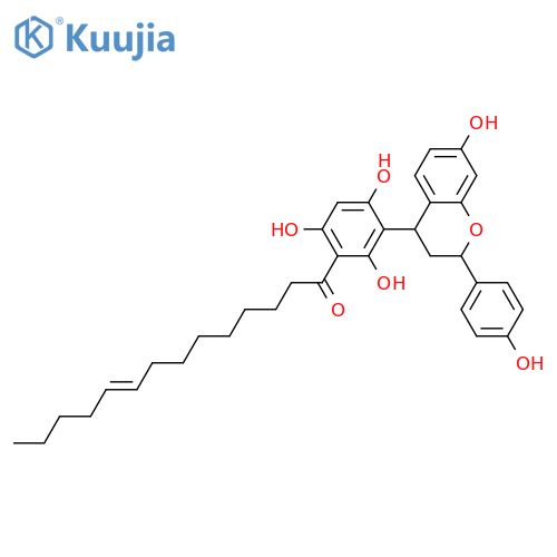 4-[2,4,6-Trihydroxy-3-(9-tetradecenoyl)phenyl]-4',7-dihydroxyflavan structure