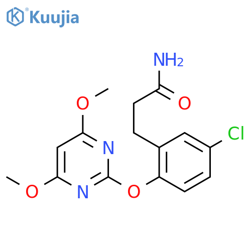 Benzenepropanamide, 5-chloro-2-[(4,6-dimethoxy-2-pyrimidinyl)oxy]- structure