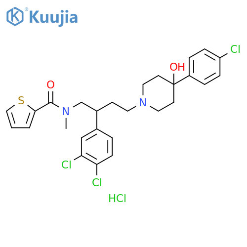 2-Thiophenecarboxamide,N-[4-[4-(4-chlorophenyl)-4-hydroxy-1-piperidinyl]-2-(3,4-dichlorophenyl)butyl]-N-methyl-, monohydrochloride structure
