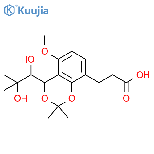 3-[2,4-Dihydroxy-3-(1,2,3-trihydroxy-3-methylbutyl)phenyl]propanoic acid; (1'R*,2'R*)-form, 4-Me ether, 1',2-isopropylidene structure
