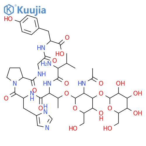 L-Tyrosine,N-[N-[N-[N-[O-[2-(acetylamino)-2-deoxy-3-O-b-D-galactopyranosyl-b-D-galactopyranosyl]-N-L-valyl-L-threonyl]-L-histidyl]-L-prolyl]glycyl]-(9CI) structure
