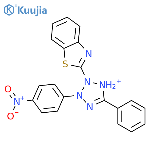 2-(1,3-Benzothiazol-2-yl)-3-(4-nitrophenyl)-5-phenyl-2,3-dihydro-1H-tetrazol-1-ium structure
