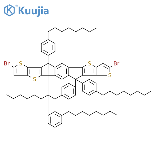 2,8-Dibromo-6,12-dihydro-6,6,12,12-tetrakis(4-octylphenyl)-dithieno[2,3-d:2',3'-d']-s-indaceno[1,2-b:5,6-b']dithiophene structure