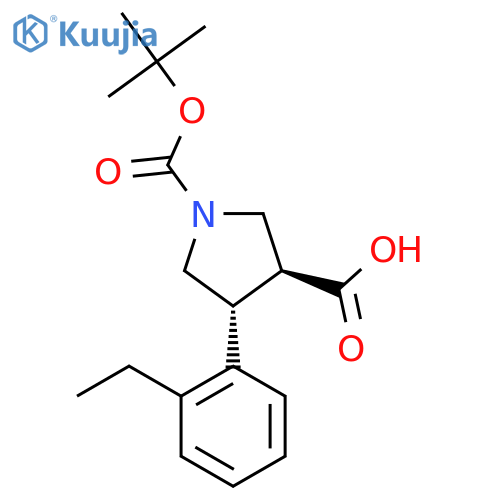 rac-(3R,4S)-1-(tert-butoxy)carbonyl-4-(2-ethylphenyl)pyrrolidine-3-carboxylic acid structure