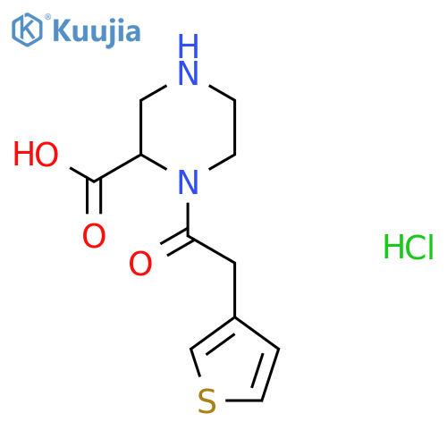 1-(2-(Thiophen-3-yl)acetyl)piperazine-2-carboxylic acid hydrochloride structure