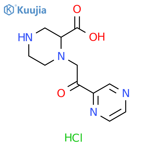 2-Piperazinecarboxylic acid, 1-[2-oxo-2-(2-pyrazinyl)ethyl]-, hydrochloride (1:1) structure