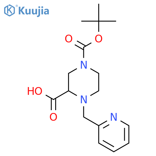 4-(Tert-butoxycarbonyl)-1-(pyridin-2-ylmethyl)piperazine-2-carboxylic acid structure