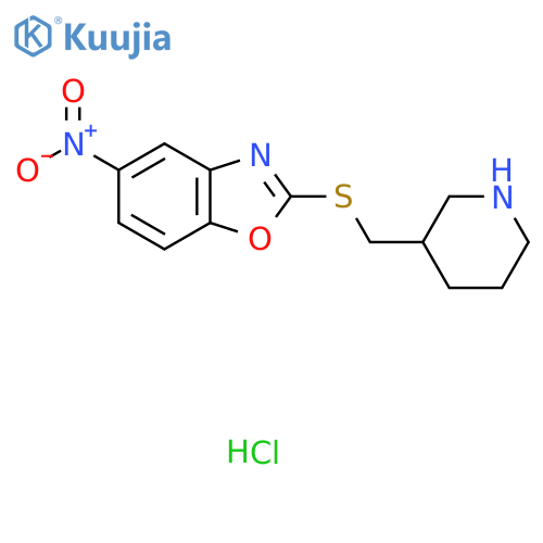5-Nitro-2-((piperidin-3-ylmethyl)thio)benzo[d]oxazole hydrochloride structure