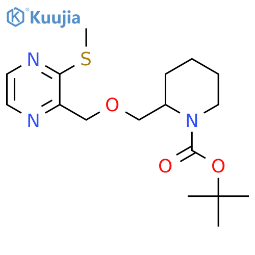 Tert-Butyl 2-(((3-(methylthio)pyrazin-2-yl)methoxy)methyl)piperidine-1-carboxylate structure