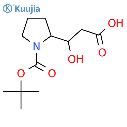 3-{1-(tert-butoxy)carbonylpyrrolidin-2-yl}-3-hydroxypropanoic acid structure