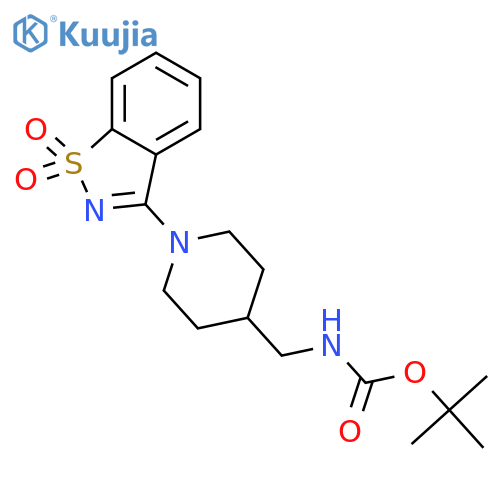 tert-Butyl ((1-(1,1-dioxidobenzo[d]isothiazol-3-yl)piperidin-4-yl)methyl)carbamate structure