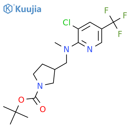 Tert-butyl 3-[[[3-chloro-5-(trifluoromethyl)pyridin-2-yl]-methylamino]methyl]pyrrolidine-1-carboxylate structure