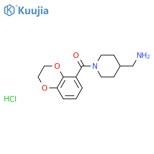 (4-(Aminomethyl)piperidin-1-yl)(2,3-dihydrobenzo[b][1,4]dioxin-5-yl)methanone hydrochloride structure