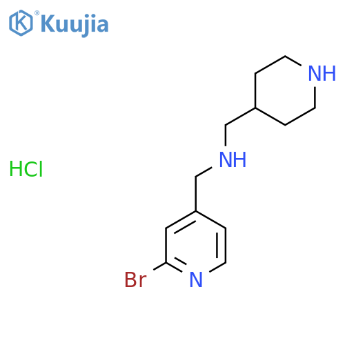 N-[(2-Bromopyridin-4-yl)methyl]-1-piperidin-4-ylmethanamine;hydrochloride structure