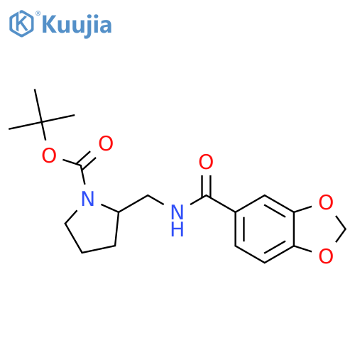 Tert-Butyl 2-((benzo[d][1,3]dioxole-5-carboxamido)methyl)pyrrolidine-1-carboxylate structure