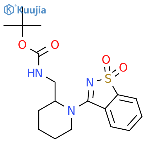 tert-Butyl ((1-(1,1-dioxidobenzo[d]isothiazol-3-yl)piperidin-2-yl)methyl)carbamate structure