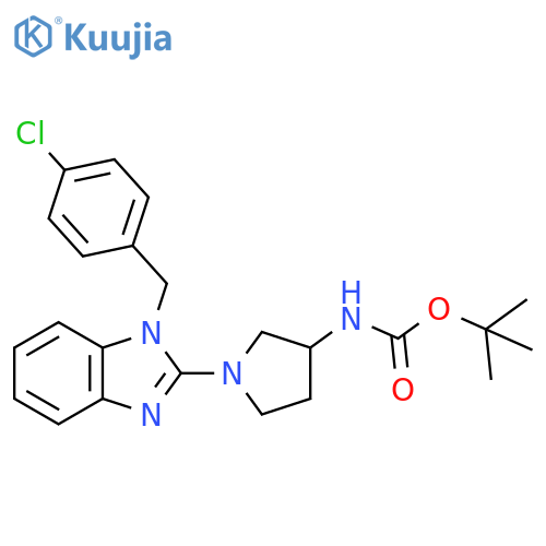 Tert-butyl (1-(1-(4-chlorobenzyl)-1H-benzo[d]imidazol-2-yl)pyrrolidin-3-yl)carbamate structure