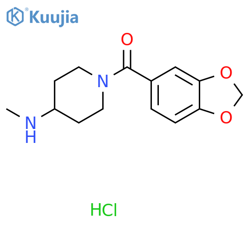 Benzo[d][1,3]dioxol-5-yl(4-(methylamino)piperidin-1-yl)methanone hydrochloride structure