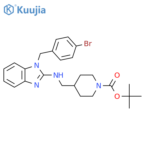 Tert-Butyl 4-(((1-(4-bromobenzyl)-1H-benzo[d]imidazol-2-yl)amino)methyl)piperidine-1-carboxylate structure