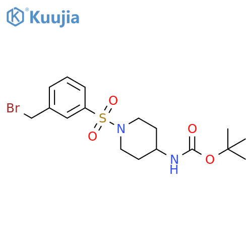 Tert-butyl (1-((3-(bromomethyl)phenyl)sulfonyl)piperidin-4-yl)carbamate structure