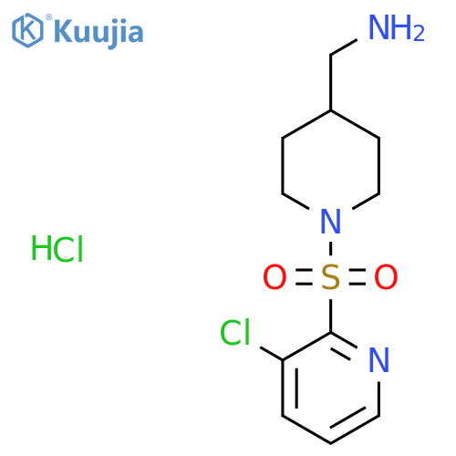 (1-((3-Chloropyridin-2-yl)sulfonyl)piperidin-4-yl)methanamine hydrochloride structure
