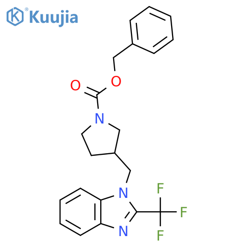 Benzyl 3-((2-(trifluoromethyl)-1H-benzo[d]imidazol-1-yl)methyl)pyrrolidine-1-carboxylate structure