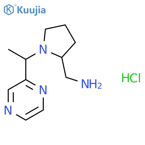 (1-(1-(Pyrazin-2-yl)ethyl)pyrrolidin-2-yl)methanamine hydrochloride structure