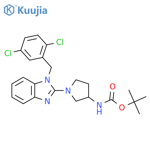Tert-butyl (1-(1-(2,5-dichlorobenzyl)-1H-benzo[d]imidazol-2-yl)pyrrolidin-3-yl)carbamate structure