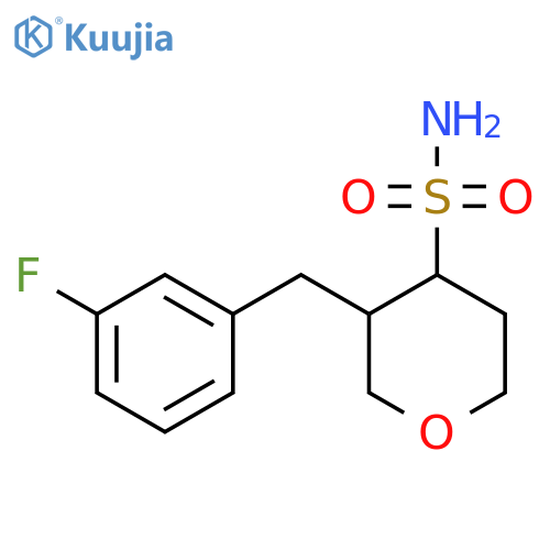 3-(3-Fluorobenzyl)tetrahydro-2H-pyran-4-sulfonamide structure