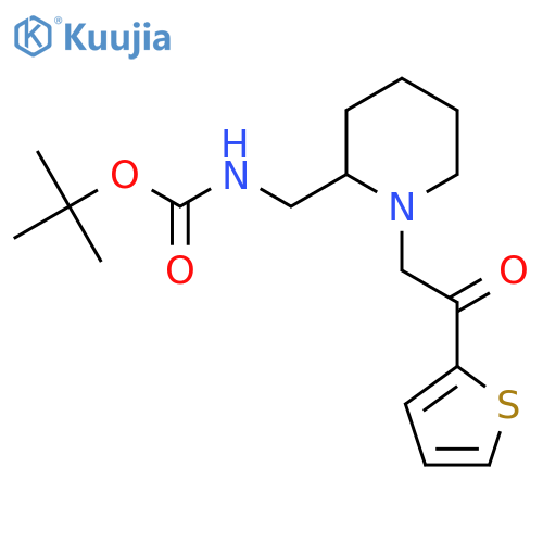 Tert-butyl ((1-(2-oxo-2-(thiophen-2-yl)ethyl)piperidin-2-yl)methyl)carbamate structure