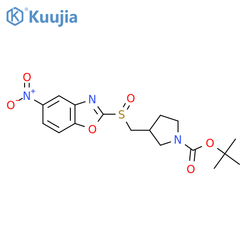 Tert-Butyl 3-(((5-nitrobenzo[d]oxazol-2-yl)sulfinyl)methyl)pyrrolidine-1-carboxylate structure