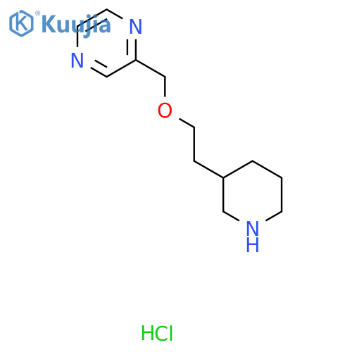 2-((2-(Piperidin-3-yl)ethoxy)methyl)pyrazine hydrochloride structure