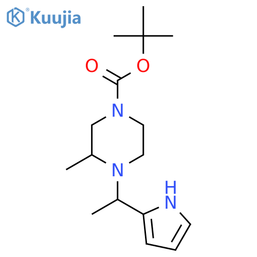 Tert-Butyl 4-(1-(1H-pyrrol-2-yl)ethyl)-3-methylpiperazine-1-carboxylate structure