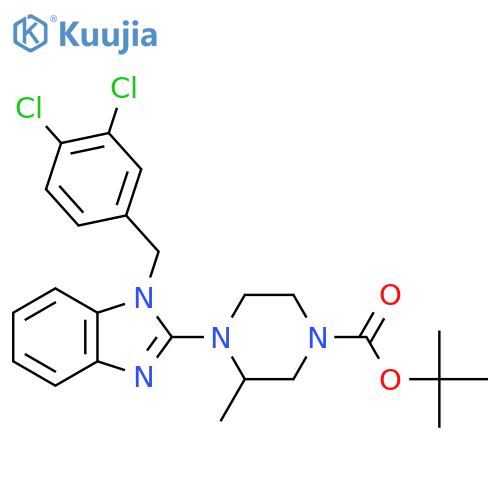 Tert-Butyl 4-(1-(3,4-dichlorobenzyl)-1H-benzo[d]imidazol-2-yl)-3-methylpiperazine-1-carboxylate structure