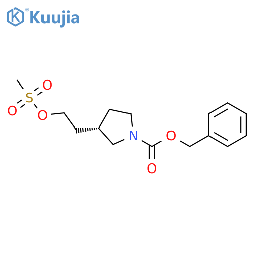 (S)-benzyl 3-(2-((methylsulfonyl)oxy)ethyl)pyrrolidine-1-carboxylate structure