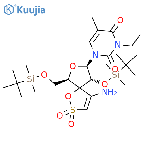 2,4(1H,3H)-Pyrimidinedione,1-[(5R,6R,8R,9R)-4-amino-9-[[(1,1-dimethylethyl)dimethylsilyl]oxy]-6-[[[(1,1-dimethylethyl)dimethylsilyl]oxy]methyl]-2,2-dioxido-1,7-dioxa-2-thiaspiro[4.4]non-3-en-8-yl]-3-ethyl-5-methyl- structure