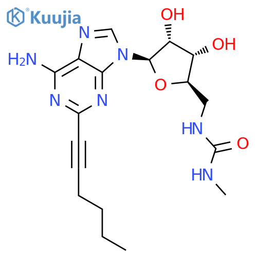 Adenosine, 5'-deoxy-2-(1-hexynyl)-5'-[[(methylamino)carbonyl]amino]- structure