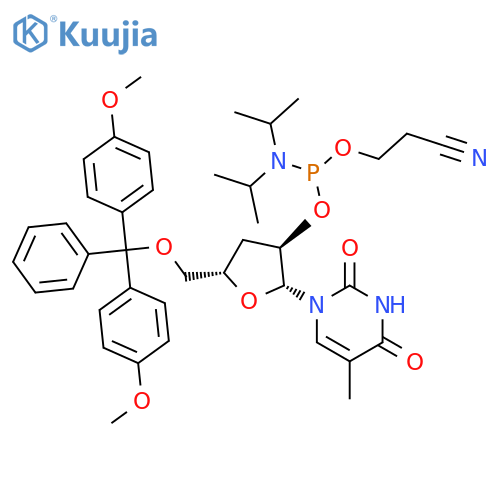 Uridine,5'-O-[bis(4-methoxyphenyl)phenylmethyl]-3'-deoxy-5-methyl-, 2'-[2-cyanoethylbis(1-methylethyl)phosphoramidite] (9CI) structure