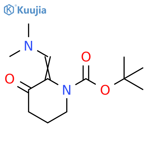 2-Dimethylaminomethylene-3-oxo-piperidine-1-carboxylic acid tert-butyl ester structure