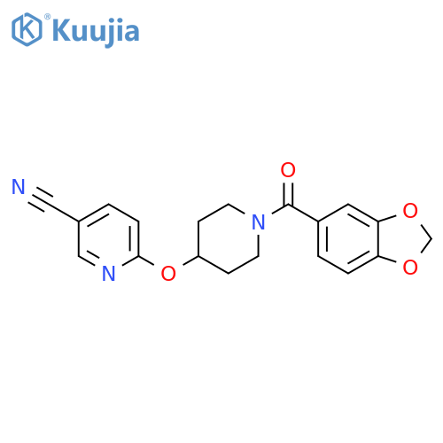 6-{[1-(2H-1,3-benzodioxole-5-carbonyl)piperidin-4-yl]oxy}pyridine-3-carbonitrile structure