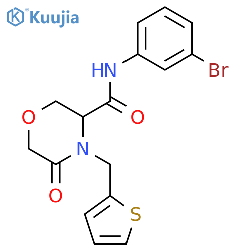 N-(3-bromophenyl)-5-oxo-4-[(thiophen-2-yl)methyl]morpholine-3-carboxamide structure