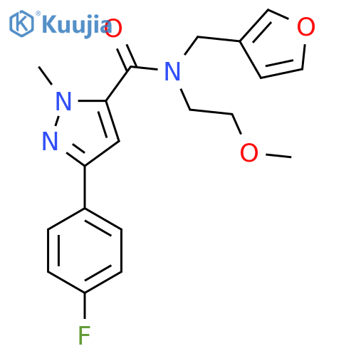 3-(4-fluorophenyl)-N-(furan-3-yl)methyl-N-(2-methoxyethyl)-1-methyl-1H-pyrazole-5-carboxamide structure
