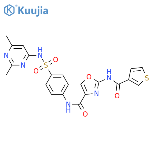 N-{4-(2,6-dimethylpyrimidin-4-yl)sulfamoylphenyl}-2-(thiophene-3-amido)-1,3-oxazole-4-carboxamide structure