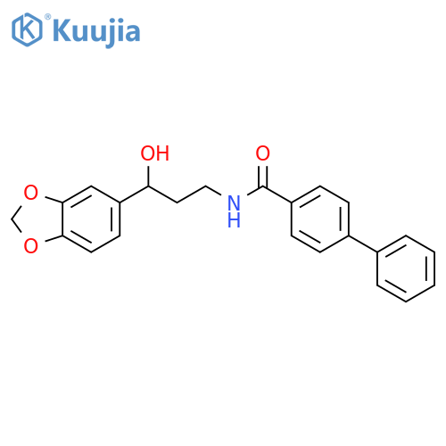 N-3-(2H-1,3-benzodioxol-5-yl)-3-hydroxypropyl-1,1'-biphenyl-4-carboxamide structure