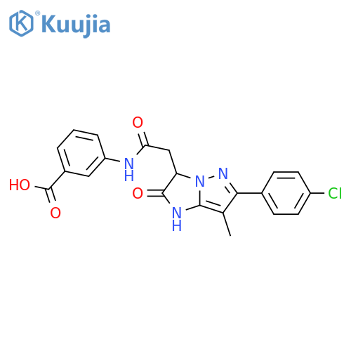 3-{2-[6-(4-chlorophenyl)-7-methyl-2-oxo-1H,2H,3H-pyrazolo[1,5-a]imidazol-3-yl]acetamido}benzoic acid structure