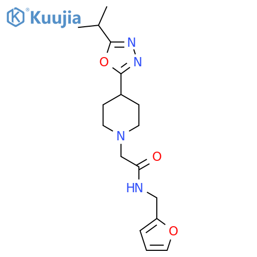 N-(furan-2-yl)methyl-2-{4-5-(propan-2-yl)-1,3,4-oxadiazol-2-ylpiperidin-1-yl}acetamide structure