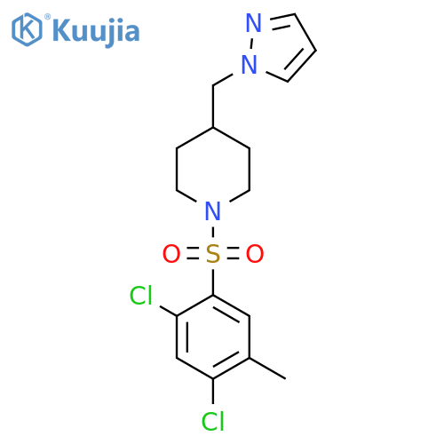 1-(2,4-dichloro-5-methylbenzenesulfonyl)-4-(1H-pyrazol-1-yl)methylpiperidine structure