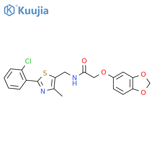 2-(2H-1,3-benzodioxol-5-yloxy)-N-{2-(2-chlorophenyl)-4-methyl-1,3-thiazol-5-ylmethyl}acetamide structure