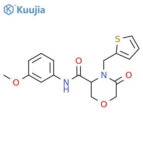 N-(3-methoxyphenyl)-5-oxo-4-[(thiophen-2-yl)methyl]morpholine-3-carboxamide structure