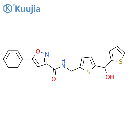 N-({5-hydroxy(thiophen-2-yl)methylthiophen-2-yl}methyl)-5-phenyl-1,2-oxazole-3-carboxamide structure